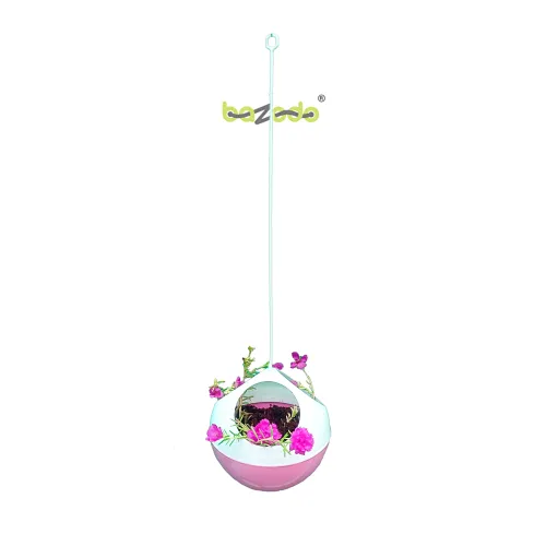 Plastic Hanging Ball Pot Planter - Pink Colour