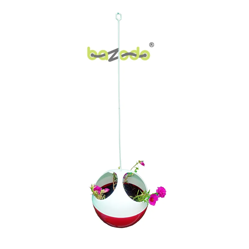 Plastic Hanging Ball Pot Planter - Red Colour