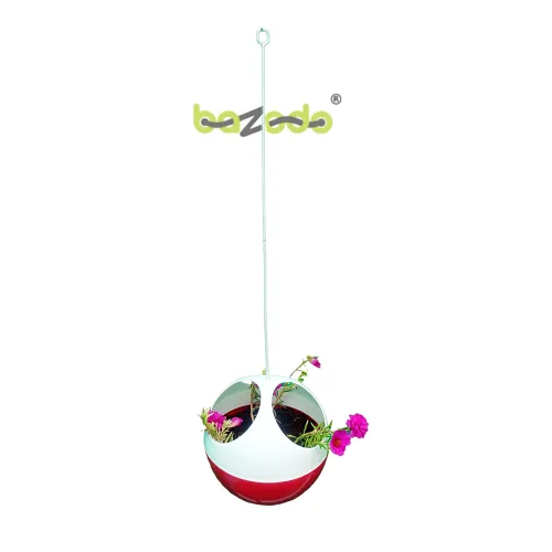 Plastic Hanging Ball Pot Planter - Red Colour