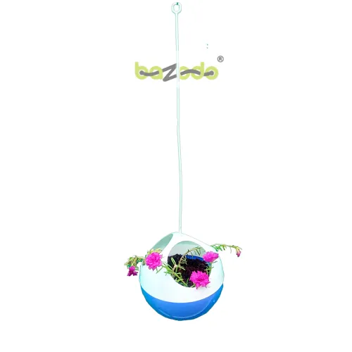 Plastic Hanging Ball Pot Planter combo - 5 Pieces(Red, Violet, Pink, Green, Blue)