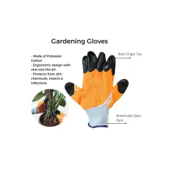 Gardening Gloves - Free Size (1 Pair) -Heavy Duty & Reusable Hand Gloves for Garden Agriculture