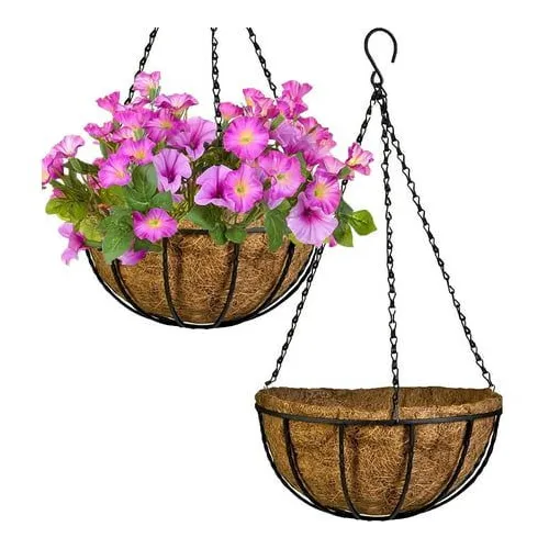 8 Inch Coir Hanging Pot basic with Hanging chain and Liner