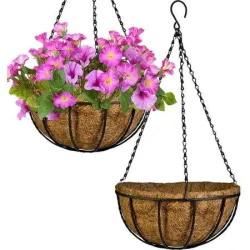 8 Inch Coir Hanging Pot basic with Hanging chain and Liner