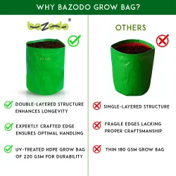 Bazodo HDPE Grow Bag 09 x 12 inch ( 0.75 x 1 feet ) - Round