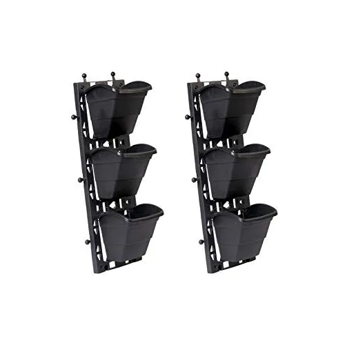 Vertical Garden Pot with frame for wall hanging Set - 3 Black Pouches - Bazodo