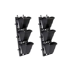 Vertical Garden Pot with frame for wall hanging Set - 3 Black Pouches - Bazodo