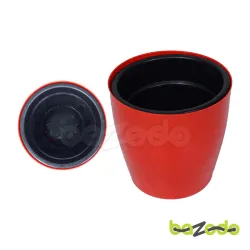 Self Watering Indoor Plastic Pot With Inner Pot Set - Red Color - Bazodo