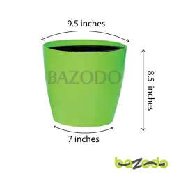 Self Watering Indoor Plastic Pot With Inner Pot Set - Green Color - Bazodo