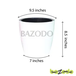 Self Watering Indoor Plastic Pot With Inner Pot Set - Royal White Color - Bazodo