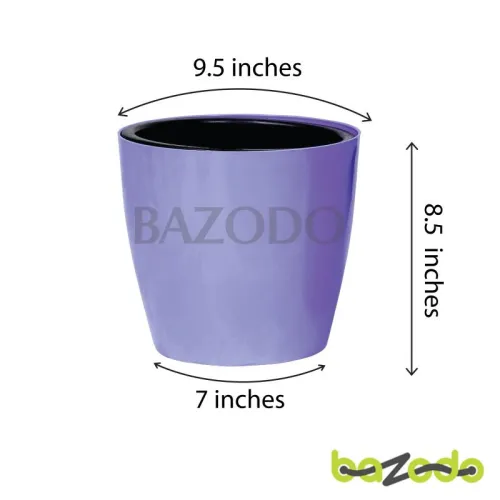 Self Watering Indoor Plastic Pot With Inner Pot Set - Violet Color - Bazodo