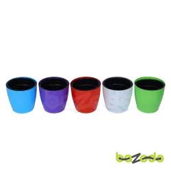 Self Watering Indoor Plastic Big Pots With Inner Pot Combo - 5 Pieces (Green, White, Red, Violet, Blue) - Bazodo