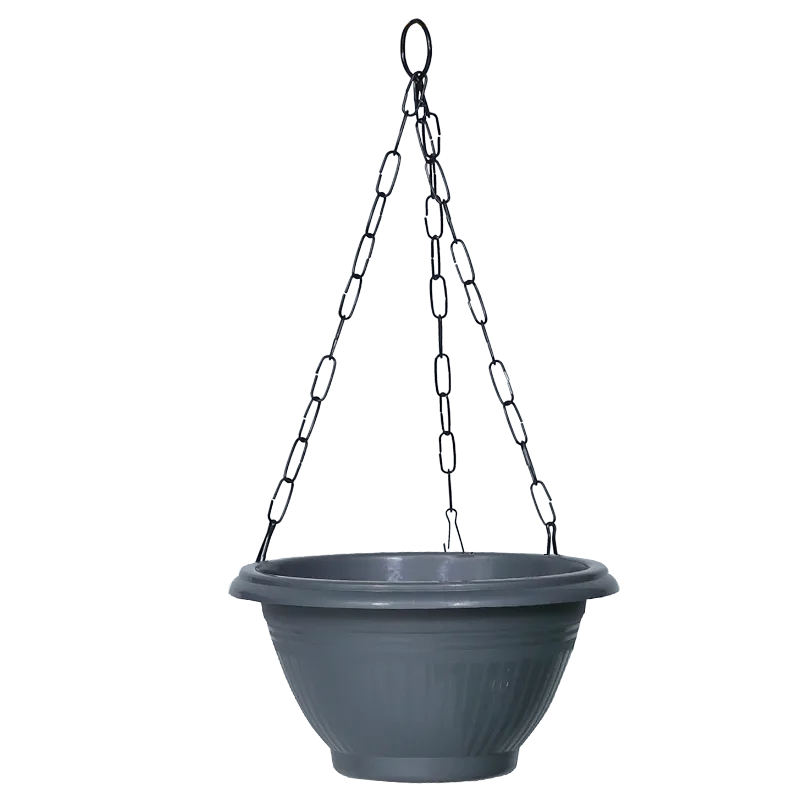 Plastic Hanging Planter Pot Plain Smart Model - Grey Color - Bazodo