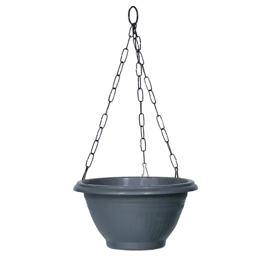 Plastic Hanging Planter Pot Plain Smart Model - Grey Color - Bazodo