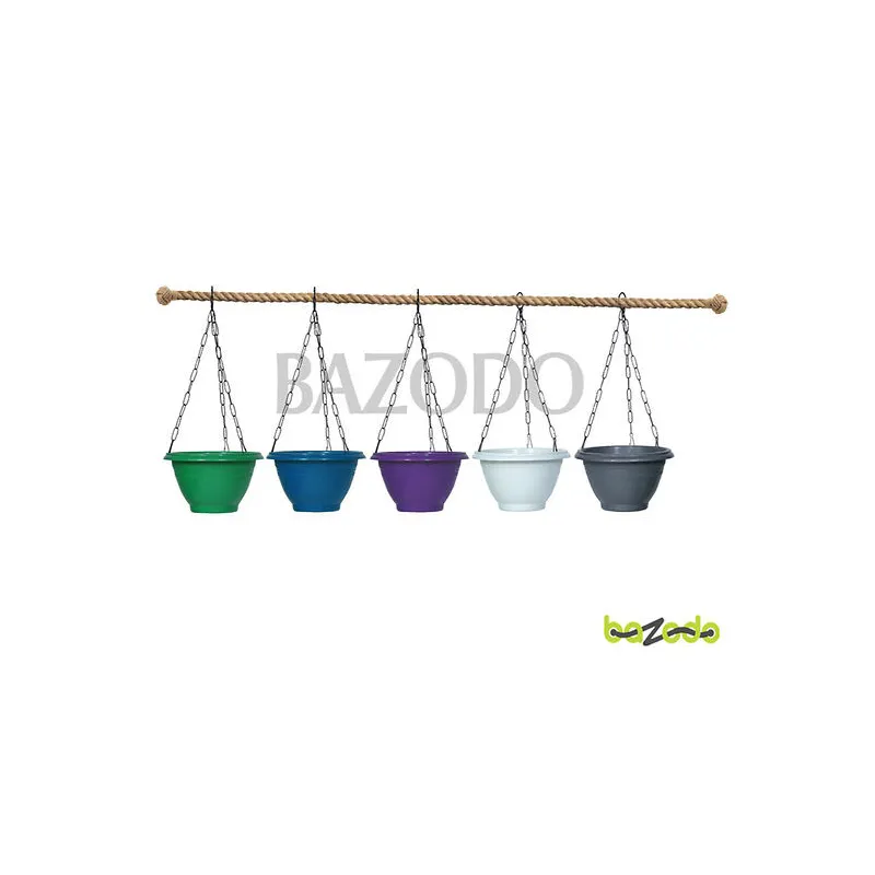 Plastic Hanging Planter Pot Plain Smart Model Combo Colors - (White, Blue, Green, Grey, Violet) - Bazodo