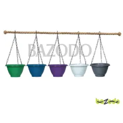 Plastic Hanging Planter Pot Plain Smart Model Combo Colors - (White, Blue, Green, Grey, Violet) - Bazodo