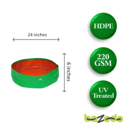 Bazodo - HDPE Grow Bag 24 x 06 inch ( 2 x 0.5 feet ) - Round