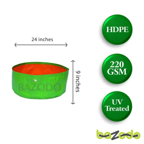 Bazodo - HDPE Grow Bag 24 x 09 inch ( 2 x 0.75 feet ) - Round