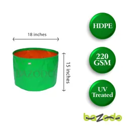 Bazodo - HDPE Grow Bag 18 x 15 inch ( 1.5 x 1.25 feet ) - Round