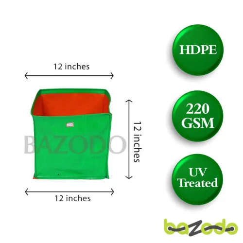 Bazodo - HDPE Grow Bag 12 x 12 x 12 inch ( 1 x 1 x 1 feet ) - Rectangular