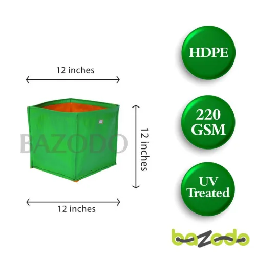 Bazodo - HDPE Grow Bag 12 x 12 x 12 inch ( 1 x 1 x 1 feet ) - Rectangular