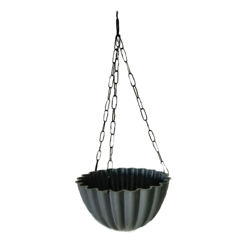 Plastic Hanging Planter Pot Designer Model - Dark Grey Color - Bazodo