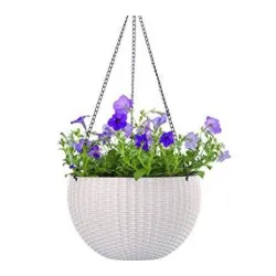 Ultra Model Virgin Plastic Hanging Pot - White Color - Bazodo