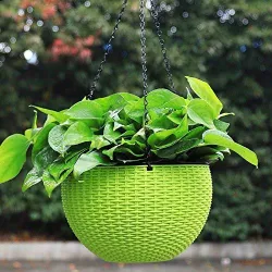 Ultra Model Virgin Plastic Hanging Pot - Green Color - Bazodo