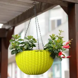 Ultra Model Virgin Plastic Hanging Pot - Yellow Color - Bazodo